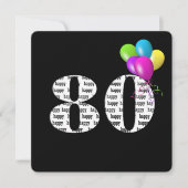 80ste verjaardagsfeestje met ballonbos kaart (Voorkant)