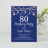 80ste verjaardagsfeestje - Navy Blue Kaart (Staand voorkant)