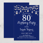 80ste verjaardagsfeestje - Navy Blue Kaart (Voorkant / Achterkant)