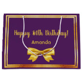 80ste verjaardagsfeestje paarse gouden naam boog e groot cadeauzakje (Voorkant)