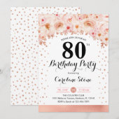 80ste verjaardagsfeestje - Roos Gold Flowers Kaart (Voorkant / Achterkant)