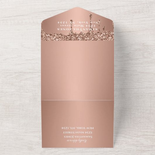 80ste verjaardagsfeestje Roos Goud Bold Chic Moder All In One Uitnodiging (Buitenkant)