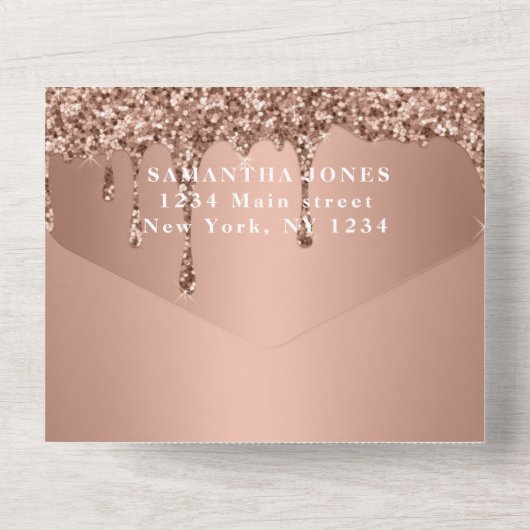 80ste verjaardagsfeestje Roos Goud Bold Chic Moder All In One Uitnodiging (Achterkant)