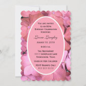 80ste verjaardagsfeestje roze gescalpeerde hortens kaart (Voorkant)