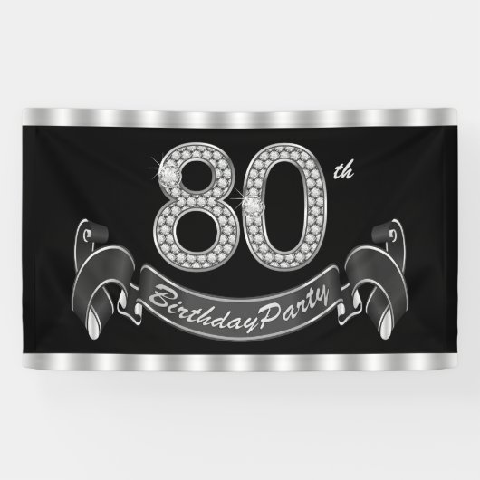 80ste verjaardagsfeestje spandoek (Horizontaal)