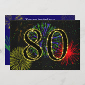 80ste verjaardagsfeestje uitnodigen kaart (Voorkant / Achterkant)