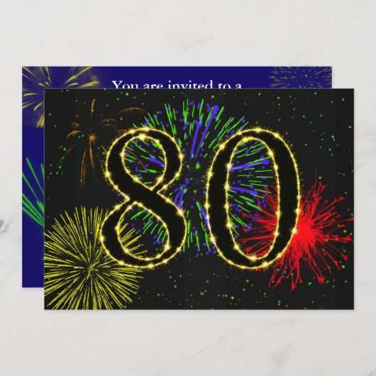 80ste verjaardagsfeestje uitnodigen kaart (Voorkant / Achterkant)
