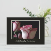 80ste verjaardagsfeestje uitnodiging prachtige Roz (Staand voorkant)