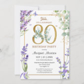 80ste verjaardagsfeestje Waterverf Paarse lavendel Kaart (Voorkant)
