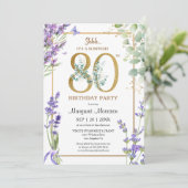 80ste verjaardagsfeestje Waterverf Paarse lavendel Kaart (Staand voorkant)