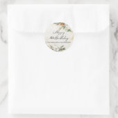 80ste Verjaardagsfeestje Wit Winter Bloemstuk Aang Ronde Sticker (Tas)