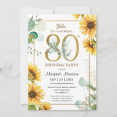 80ste verjaardagsfeestje Zonnebloemen Elegante blo Kaart (Voorkant)