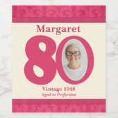  80ste verjaardagsfoto aangepaste wijnlabels wijn etiket (Enkel label)