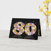 80ste verjaardagskaart met bloemrijke letters kaart (Gele Bloem)