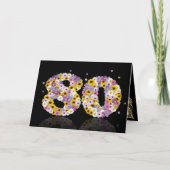 80ste verjaardagskaart met bloemrijke letters kaart (Voorkant)