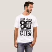 80ste verjaardagsmono bekijk 80 aangepaste foto en t-shirt (Voorkant volledig)