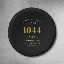 80ste Verjaardagsnaam 1944 Zwart Goud Elegant Chic Papieren Kommen