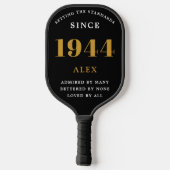 80ste Verjaardagsnaam 1944 Zwart Goud Elegant Chic Pickleball Paddle (Achterkant)