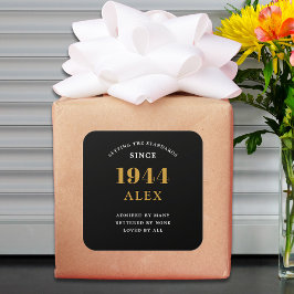 80ste Verjaardagsnaam 1944 Zwart Goud Elegant Chic Vierkante Sticker