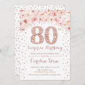 80ste Verrassingsverjaardagsfeestje - Wit Rose Gol Kaart (Voorkant / Achterkant)