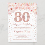 80ste Verrassingsverjaardagsfeestje - Wit Rose Gol Kaart<br><div class="desc">Uitnodiging voor het 80e verjaardagsfeestje. Elegant ontwerp in faux glitter roos goud en wit. Beschikt over waterverf blush roze rozen,  confetti en diamanten. Perfect voor een glamviering.</div>