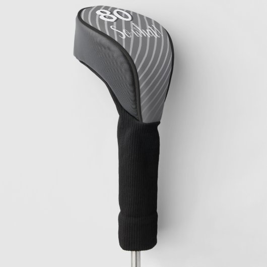 80ste, wat Elegant Grey Stripe 80ste verjaardag Golfheadcover (Schuin)