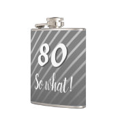 80ste, wat Elegant Grey Stripe 80ste verjaardag Heupfles (Links)