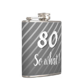 80ste, wat Elegant Grey Stripe 80ste verjaardag Heupfles (Rechts)