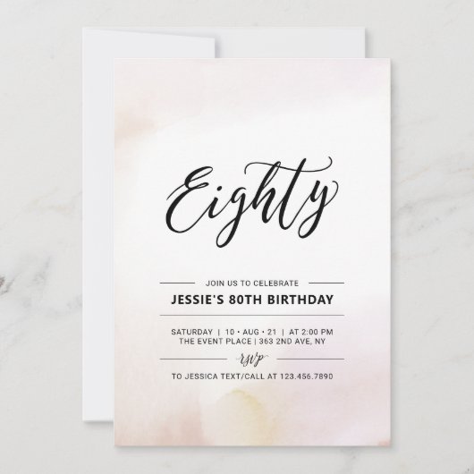 80ste Waterverf van de geboorte-partij Kaart (Voorkant)