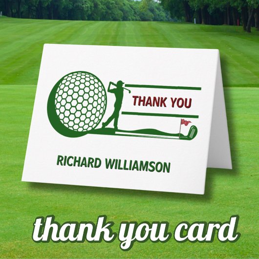 *80TH (ANY YEAR) BIRTHDAY PARTY GOLFER BEDANKKAART