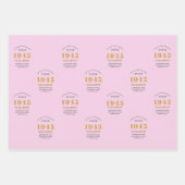 80th Birthday 1945 Voeg naam toe Pink Grey Inpakpapier Vel (Voorkant)