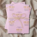 80th Birthday 1945 Voeg naam toe Pink Grey Inpakpapier Vel<br><div class="desc">Een gepersonaliseerd inpakpapierontwerp voor die verjaardagsviering voor een speciale persoon. Voeg de naam aan deze retro stijlroze en grijs ontwerp voor een gift van de douaneverjaardag toe. Bewerk eenvoudig de naam en het jaar met de sjabloon die u hebt opgegeven. Een geweldig aangepast verjaardagscadeau. Meer giften en partijbenodigdheden voor die...</div>