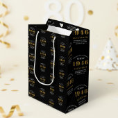 80th Birthday 1946 Black Gold Chic Elegant Medium Cadeauzakje