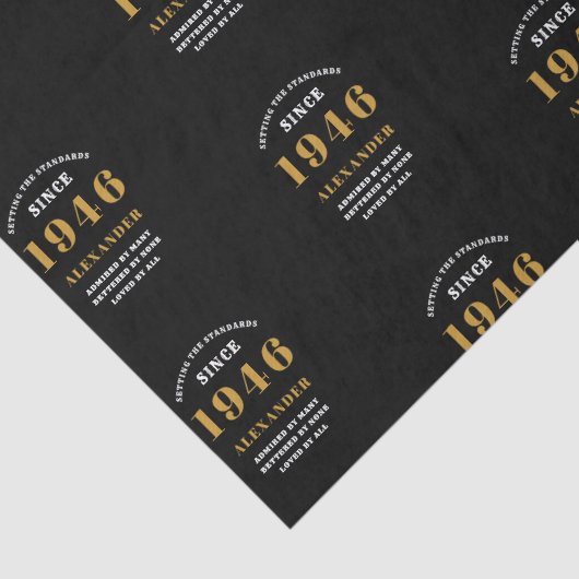 80th Birthday 1946 Black Gold Chic Elegant Tissuepapier (Detail)