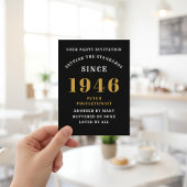 80th Birthday 1946 Black Gold Invitation Briefkaart