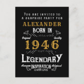80th Birthday 1946 Black Gold Legend Invitation Briefkaart (Voorkant)