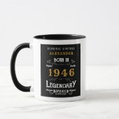 80th Birthday 1946 Legend Retro Black Personalized Mok (Links)