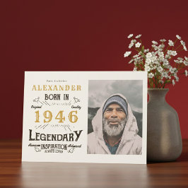 80th Birthday 1946 Legend White & Gold Photo Kaart