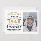 80th Birthday 1946 Legend White & Gold Photo Kaart (Voorkant)