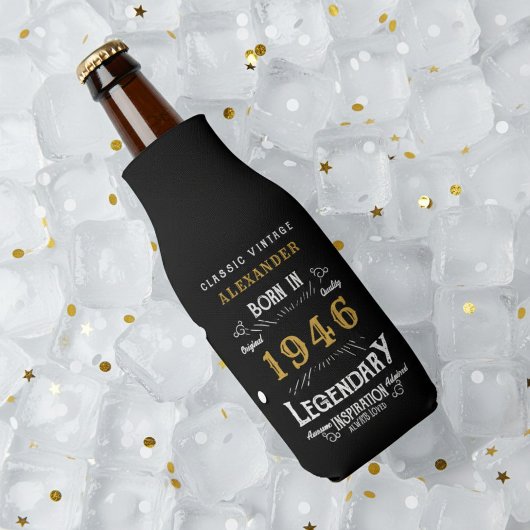 80th Birthday 1946 Name Legend Chic Black Gold Flesjeskoeler