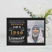 80th Birthday 1946 Vintage Black Gold Personalized Kaart (Staand voorkant)