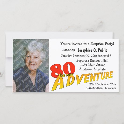 80th Birthday Adventure Party Photo Invitation (Voorkant)