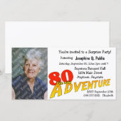 80th Birthday Adventure Party Photo Invitation (Voorkant / Achterkant)
