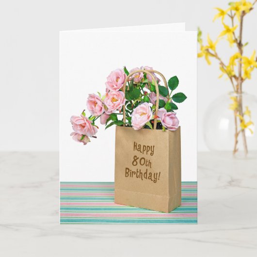 80th Birthday Bag Kaart (Gele Bloem)
