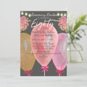 80th Birthday Balloons Flowers and Lights Invite Kaart (Staand voorkant)
