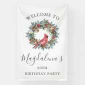 80th Birthday Banner Red Cardinal Custom Welcome (Verticaal)