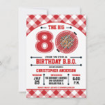 80th Birthday Barbecue Invitation Kaart<br><div class="desc">Viel de Big 8 O met deze 'Birthday Barbecue Invitation' op met een rood warm grill en gingham tablecloth. Pas je eigen tekst aan. Originele illustratie door pj_design. Neem contact met me op voor alle hulp die je nodig hebt.</div>