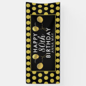 80th Birthday Black en Gold Polka Dots Name Spandoek (Verticaal)