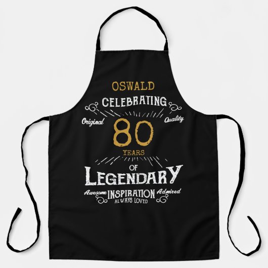 80th Birthday Black Gold Legendary Funny Schort (Voorkant)