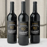 80th Birthday Black Gold Legendary Funny Wine La Wijn Etiket<br><div class="desc">Een gepersonaliseerd elegant etiket op wijnflessen dat gemakkelijk kan worden aangepast voor die speciale verjaardagsfeestdag.</div>